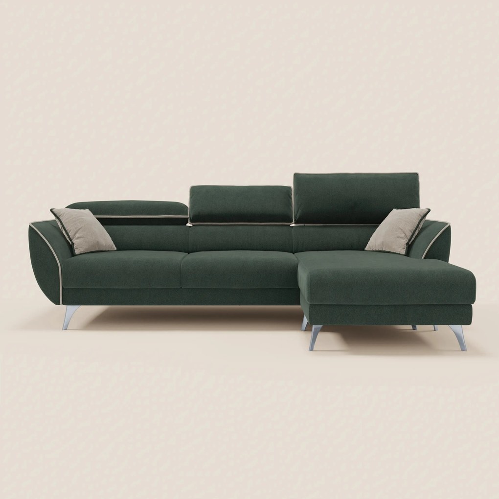 Michelangelo Divano Angolare bicolore con Penisola e Sedute Estensibili - Poggiatesta reclinabili in tessuto smacchiabile T23