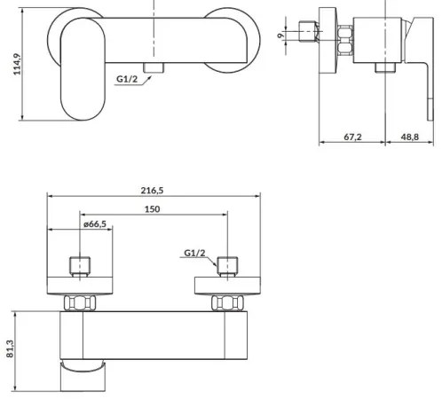 Cersanit S951-324 - Rubinetto doccia CREA nichel