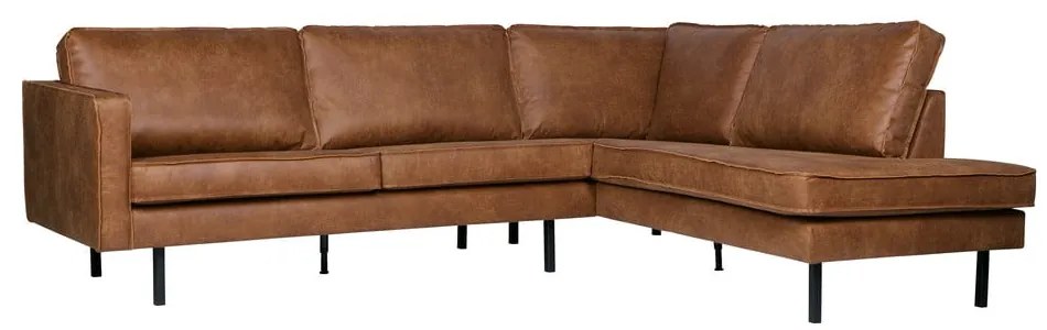 Divano angolare marrone (con penisola a destra/a L) con rivestimento in finta pelle Rodeo – WOOOD