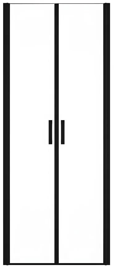 Porta della doccia a battente 80 x 195 cm Vetro temperato Nero opaco - SARASOTA