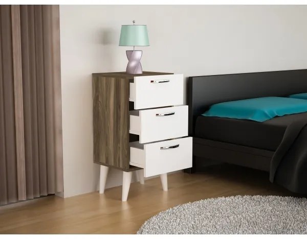 Comodino BELLINI 80x40 cm marrone/bianco