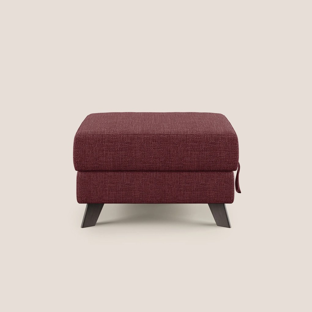 Moon Pouf contenitore e piedini alti in tessuto morbido ad intreccio soft-touch impermeabile T06 rosso