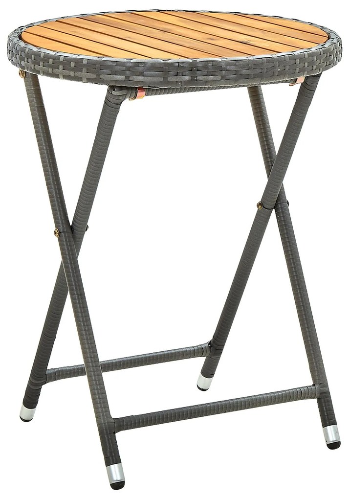 Set bistro da giardino a 3 pezzi con cuscini grigio in rattan sintetico