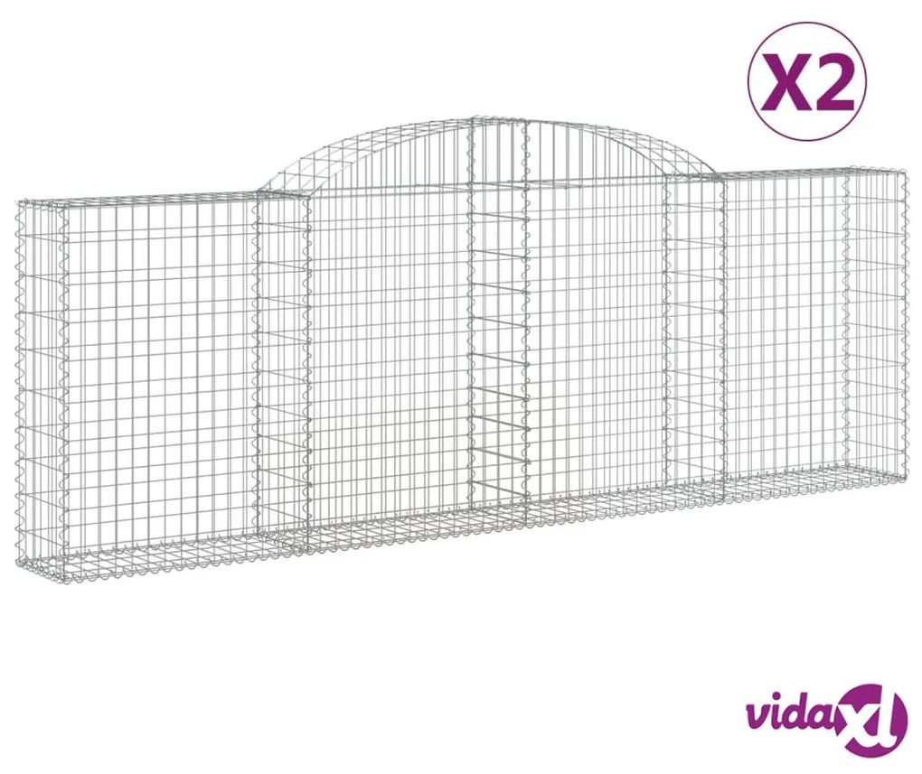 vidaXL Cesti Gabbioni ad Arco 2 pz 300x30x100/120 cm Ferro Zincato