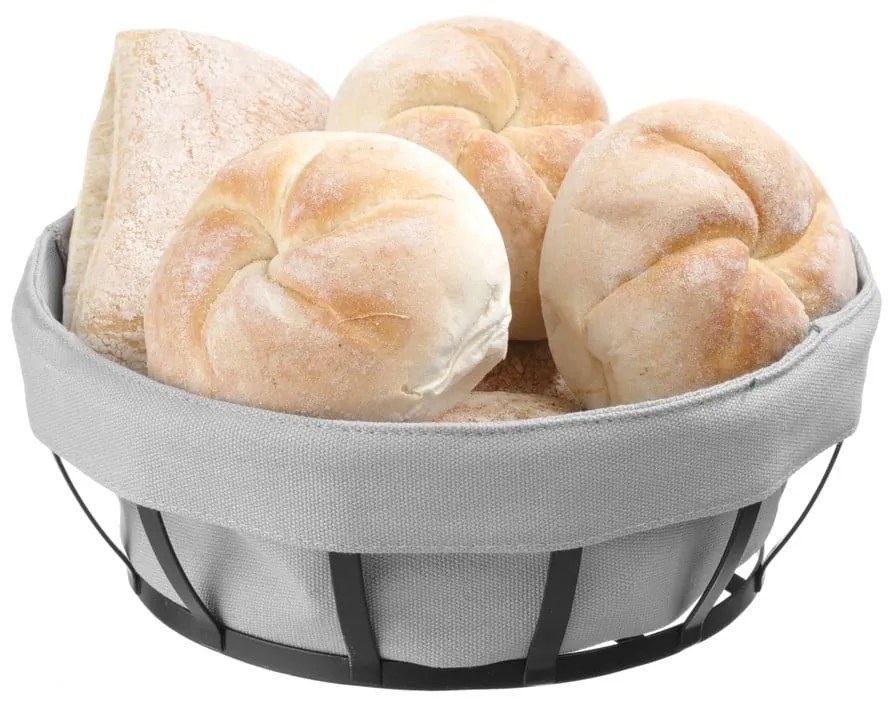 Cestino per il pane nero e grigio con rivestimento in tessuto, ø 22 cm - Hendi