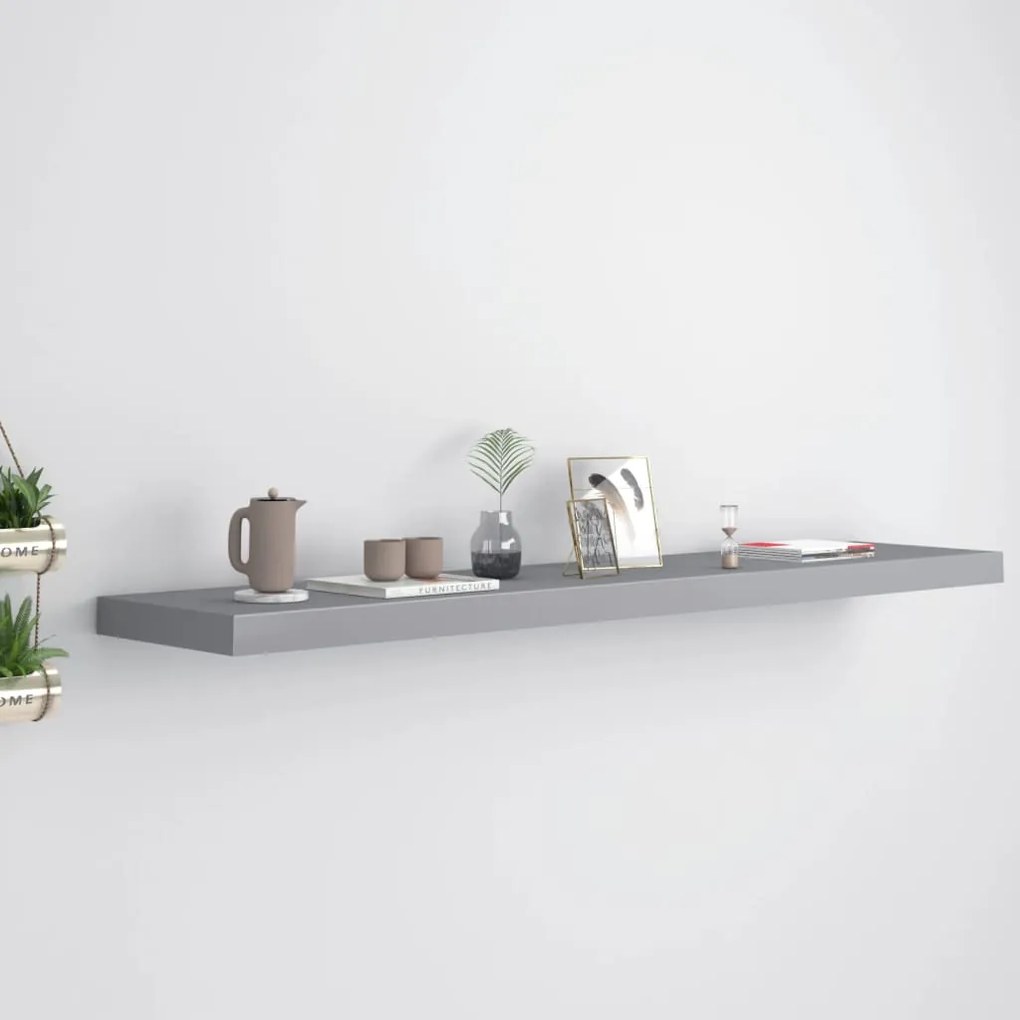 Scaffale A Parete Grigio 120x23,5x3,8 Cm İn Mdf /