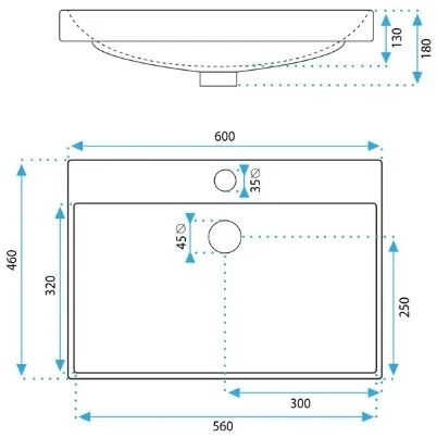 REA-U3326 - Lavabo da incasso MANDY 46x60 cm ceramica/bianco lucido