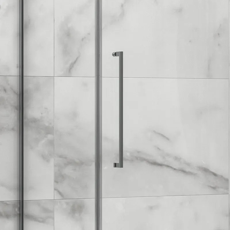 Box doccia 70x80 telaio acciaio spazzolato porta battente laterale fisso 70cm| KT1000SAS - KAMALU