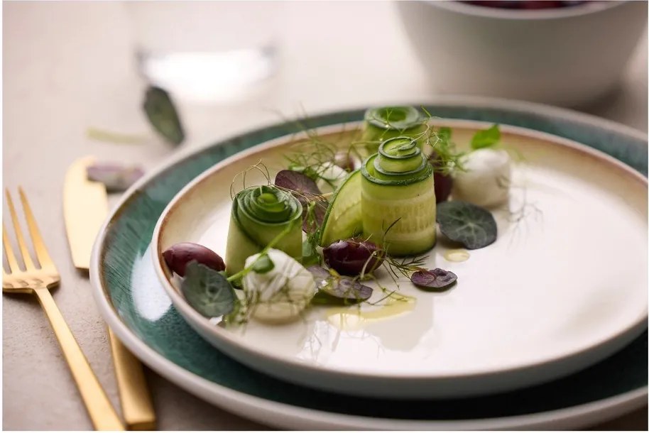 Piatto bianco/verde in gres ø 27 cm Gastro White/Green – Bitz