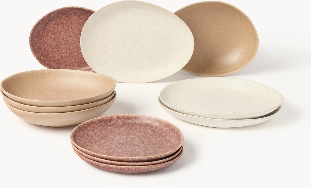Servizio di piatti fatti a mano dalla forma organica Macey, 4 persone (12 pz)