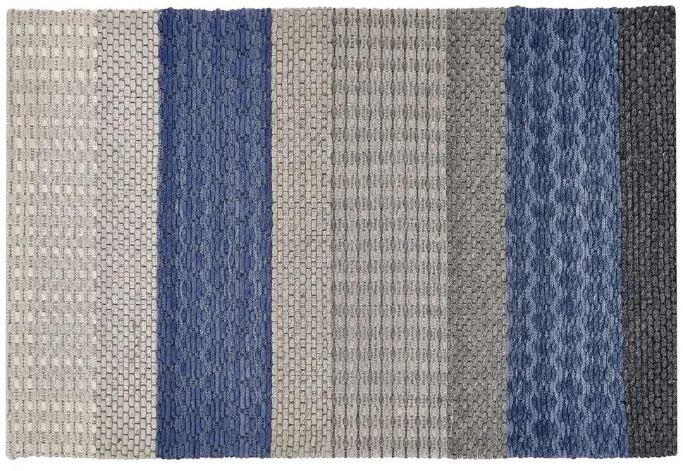 Tappeto lana grigio e blu 140 x 200 cm AKKAYA Beliani