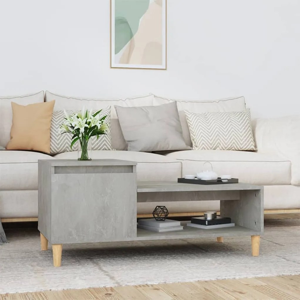 Tavolino Salotto Grigio Cemento 100x50x45 Cm Legno Multistrato /