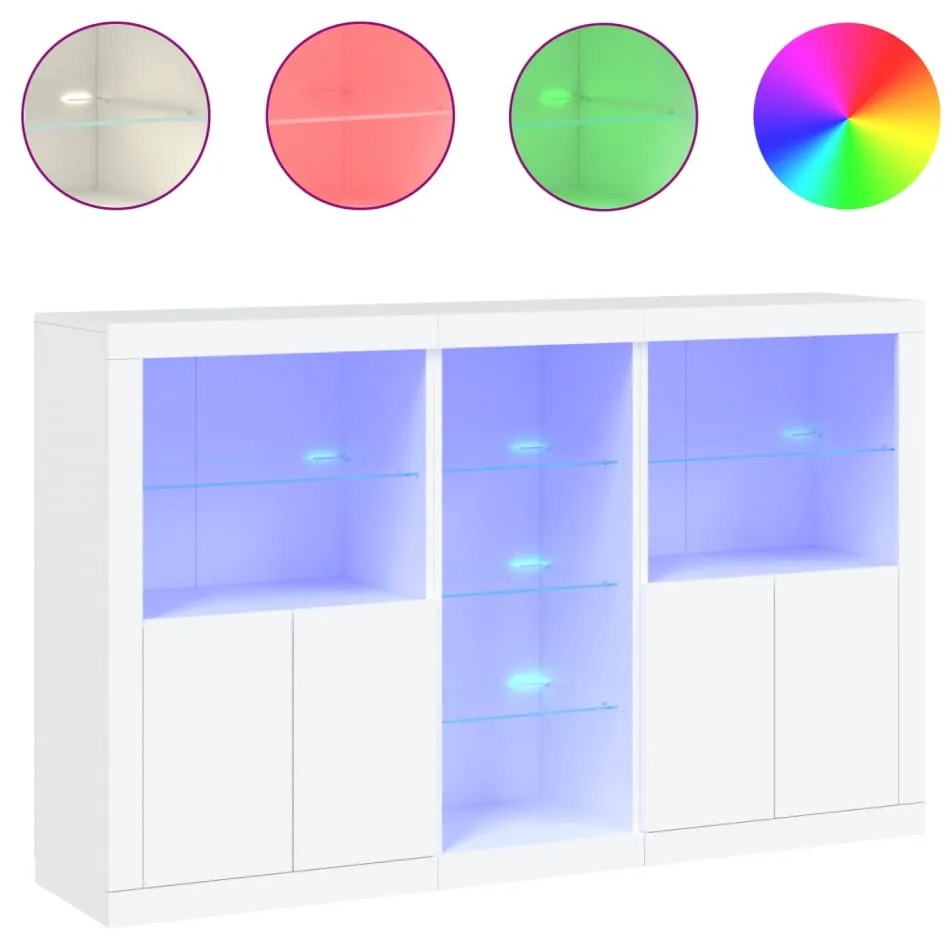 Credenza con Luci LED Bianca 162x37x100 cm