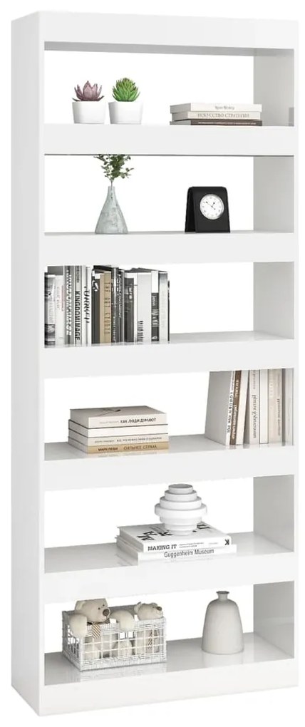 Libreria/divisorio bianco lucido 80x30x198 cm in truciolato