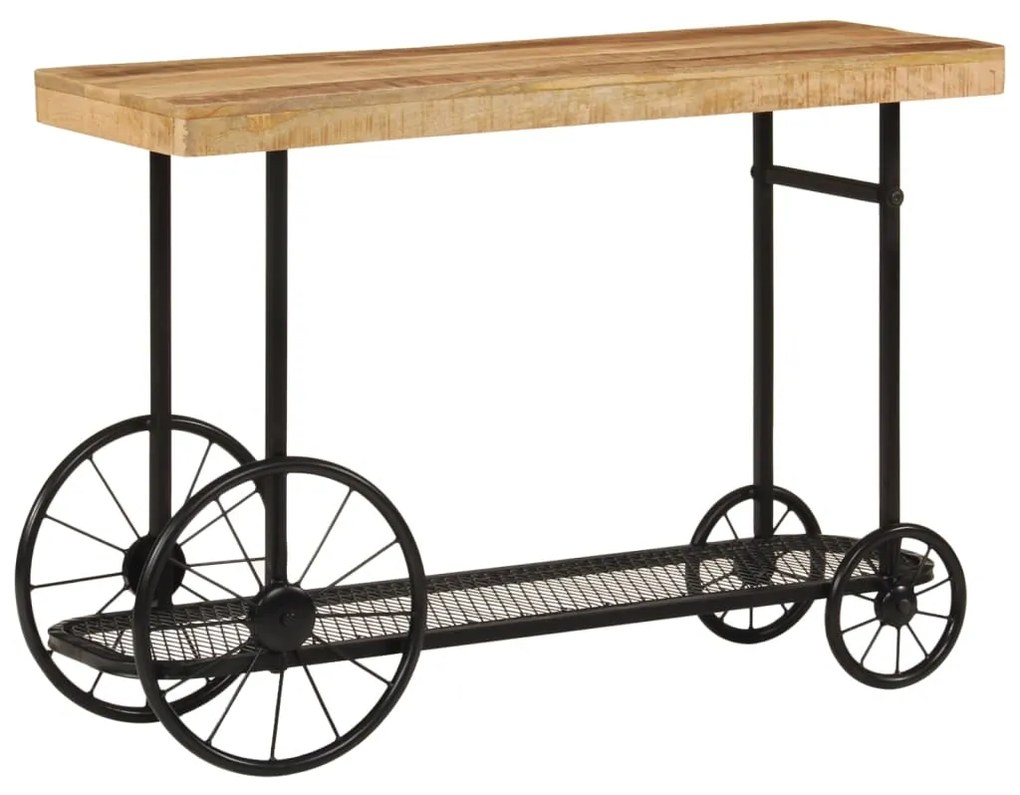 Tavolo Consolle 112x36x76 Cm İn Legno Massello Di Mango E Ferro /