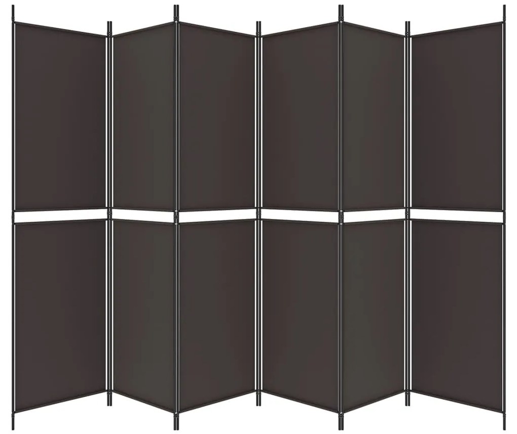 Divisorio a 6 pannelli marrone 300x200 cm in tessuto