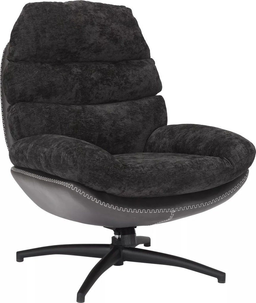 Poltrona Giselle in tessuto e pelle sintetica nera – 77x77x101 cm