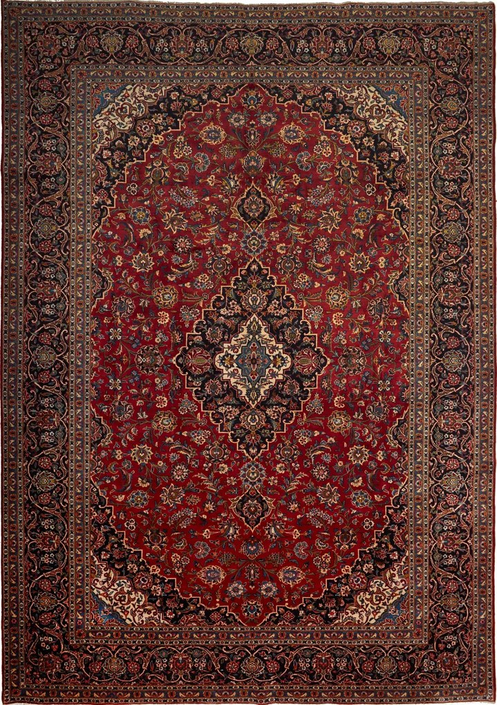 Kashan Tappeto 300x430 Blu (Iran) Annodato A Mano