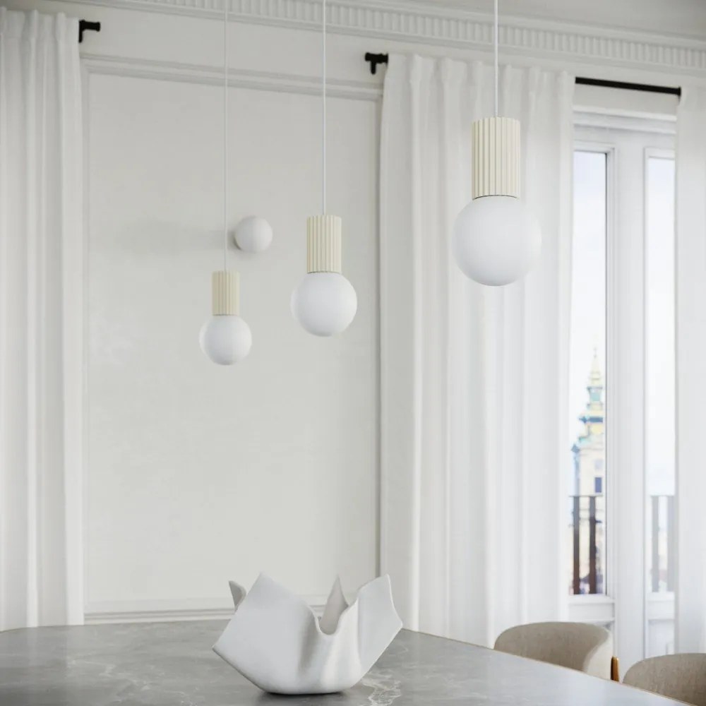 Lampadario color crema con paralume in vetro ø 12 cm Orbital – Sollux