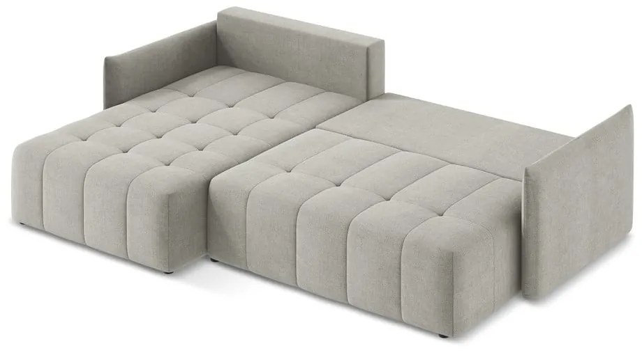 Divano angolare grigio chiaro allungabile/con contenitore (con penisola a sinistra/con chaise lounge) Moku – Makamii