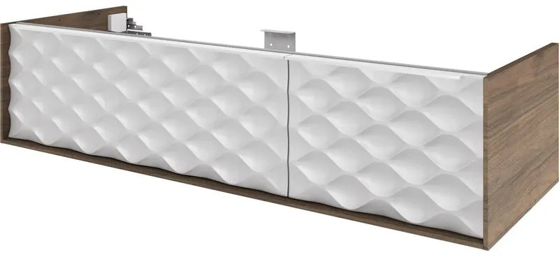 Mobile da bagno sospeso sotto lavabo L 135 x H 32 x P 48 cm noce laccato lucido, 1 cassetto SENSEA Neo