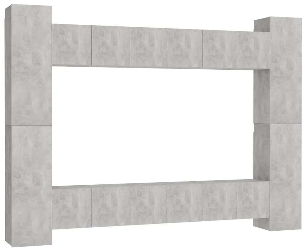 Set porta tv 10 pz grigio cemento in truciolato