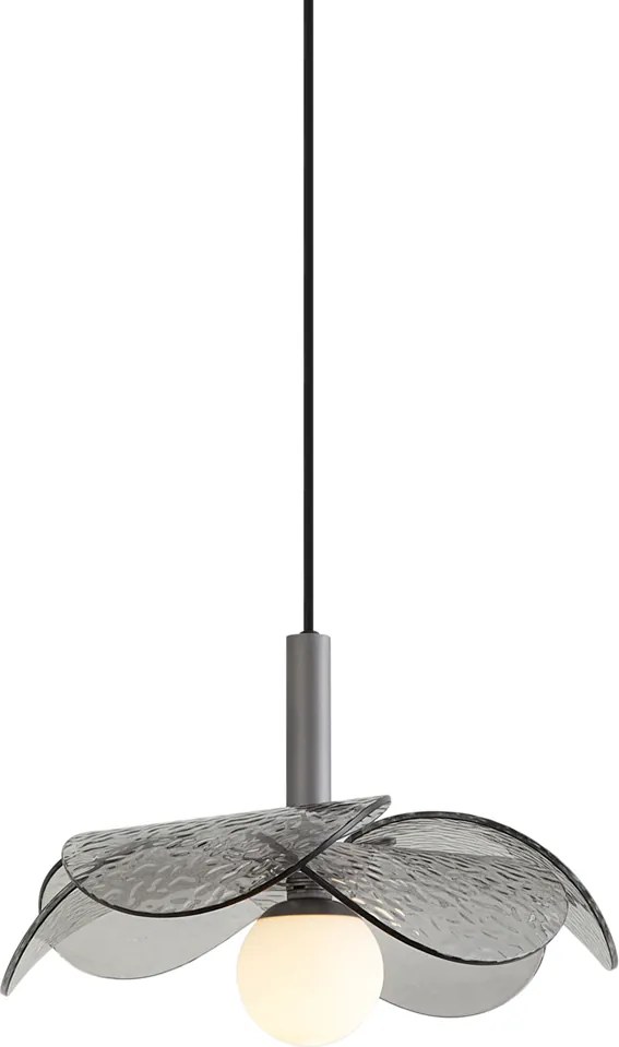 Lampada a sospensione di design argento con vetro fumé - Kemner