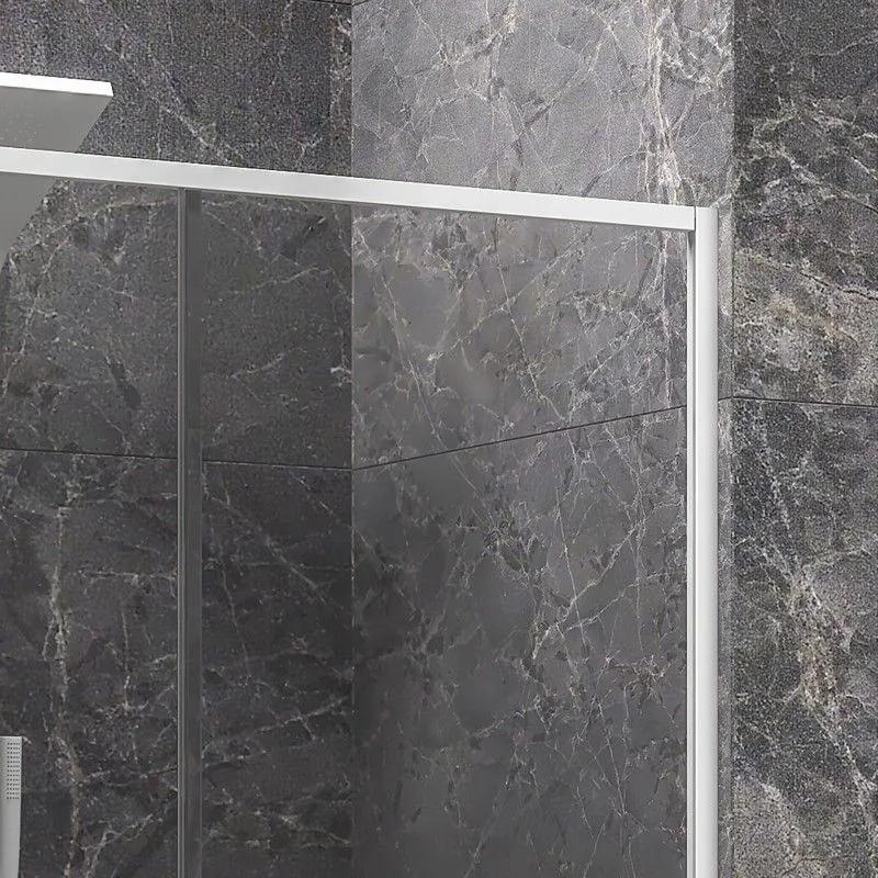 Kamalu - porta doccia 140 cm colore bianco vetro 6 mm altezza 200h | kla4000b