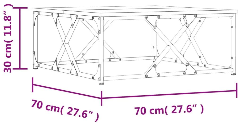 Tavolino da Salotto Rovere Marrone 70x70x30cm Legno Multistrato
