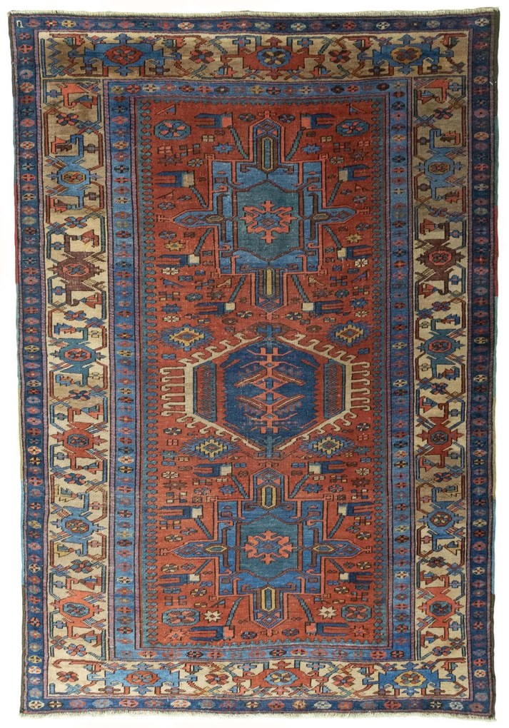 Heriz Tappeto persiano 220 x 150 Rosso (Iran) Annodato A Mano
