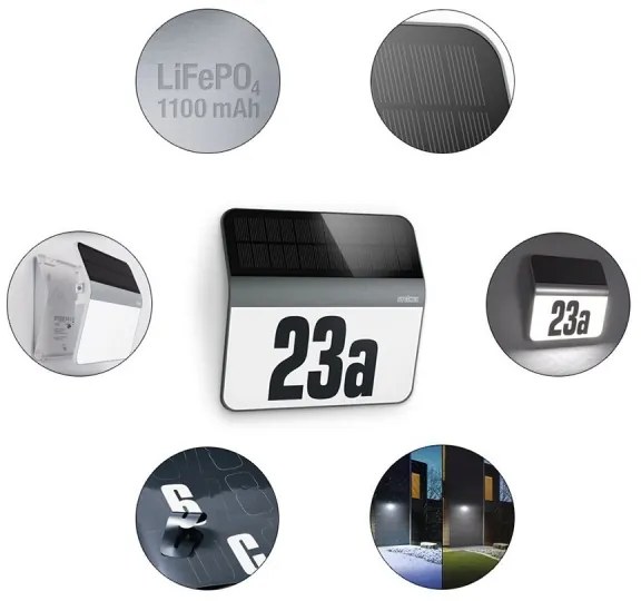 STEINEL 035730 - Numero civico solare LED XSolar LH-N LED/0,03W IP44