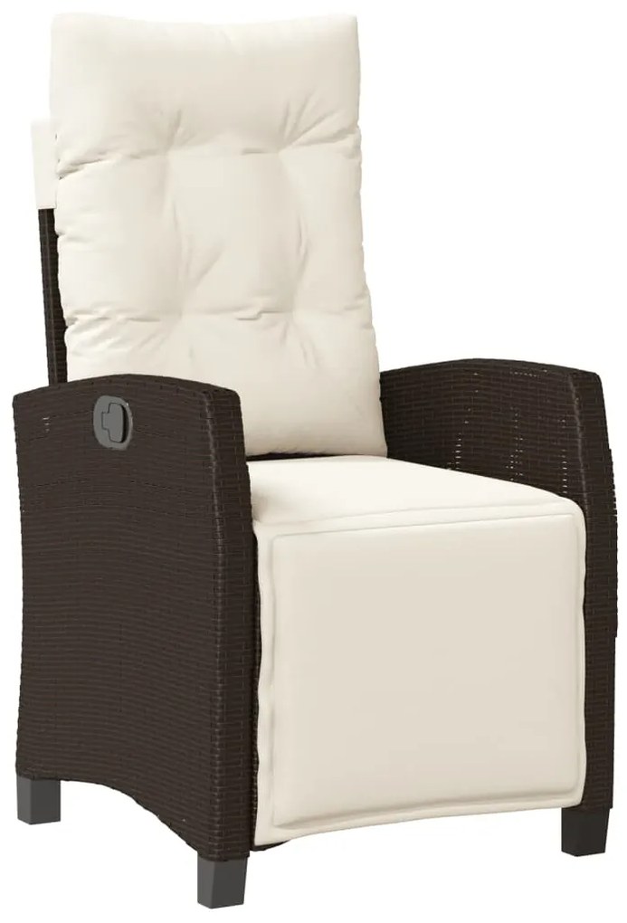 Set da pranzo da giardino 5pz con cuscini in polyrattan marrone