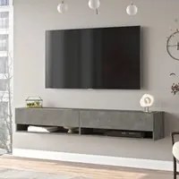 Consolle da Parete 'Laitila' con 2 Ante e Scomparti Mobile Pensile Porta TV 180 cm - Effetto cemento [en.casa]