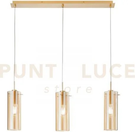 Lampadario a sospensione magic oro e ambra 3 luci attacco e27 79x10...