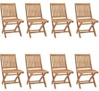 Sedie da Giardino Pieghevoli 8 pz in Legno Massello di Teak 3072806