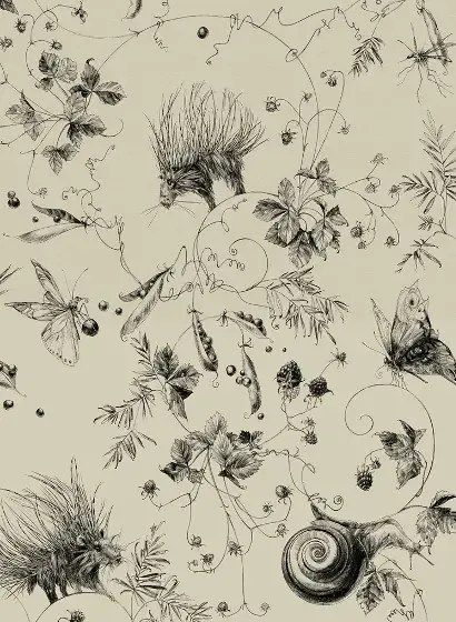 Edmond Petit Carta da parati Jardin Les Arabesques - Vert Amande