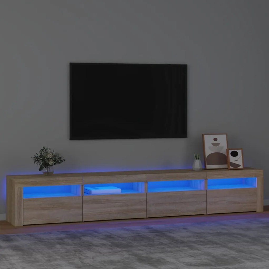 Mobile Porta Tv Con Luci Led Rovere Sonoma 240x35x40 Cm /