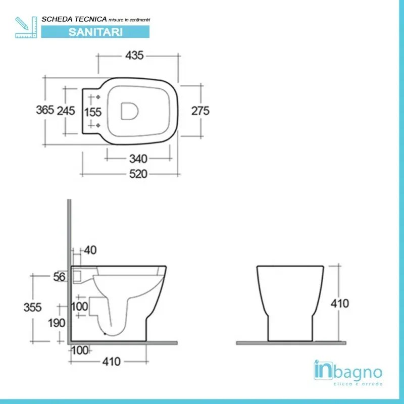 Coppia sanitari filomuro Rak serie One in ceramica con copriwc soft-close