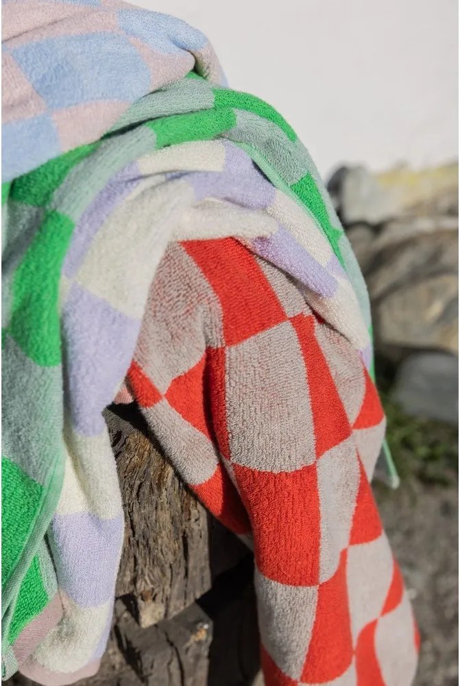 Asciugamano tipo terry arancione/beige in cotone organico 50x90 cm Retro – Mette Ditmer Denmark