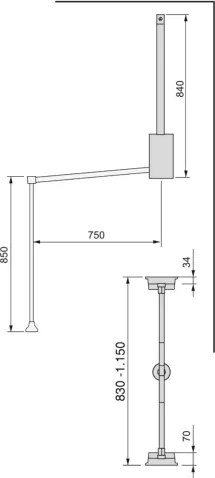 Appendiabiti regolabile per armadio 83 - 115 cm nero in Acciaio e Tecnoplastica