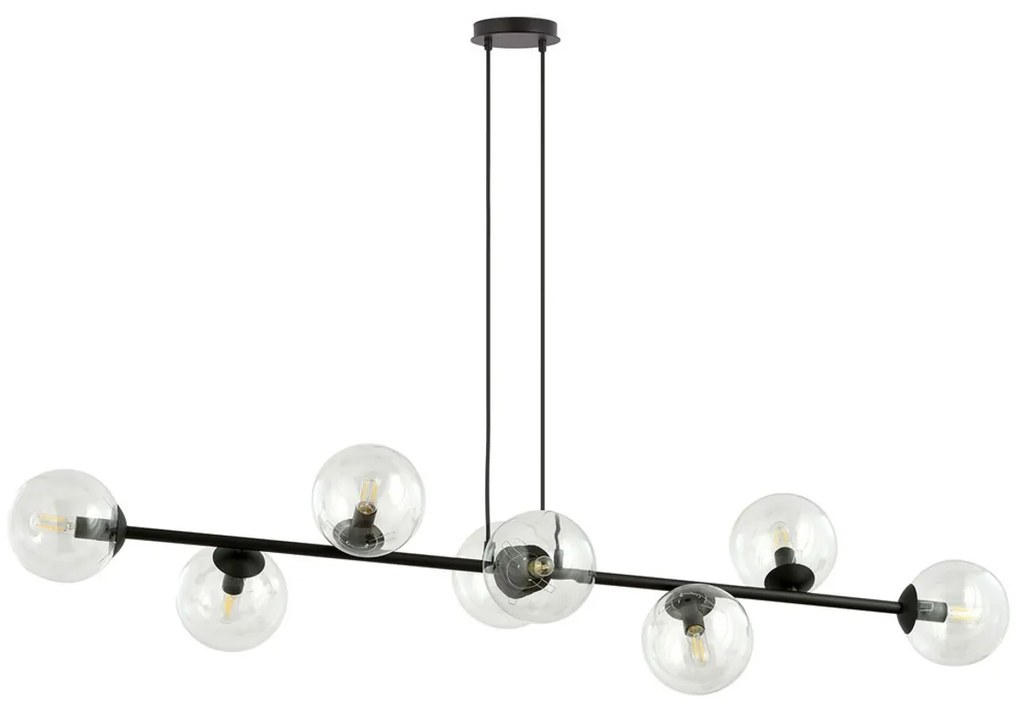 Lampadario a sospensione ROSSI 8 BL in acciaio e vetro 8xE14