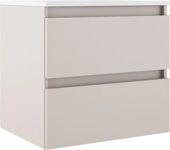 Mobile Pull L80 H55 P45 Beige Greige opaco laccato 2 cassetti a chiusura ammortizzata e top, piedini non inclusi