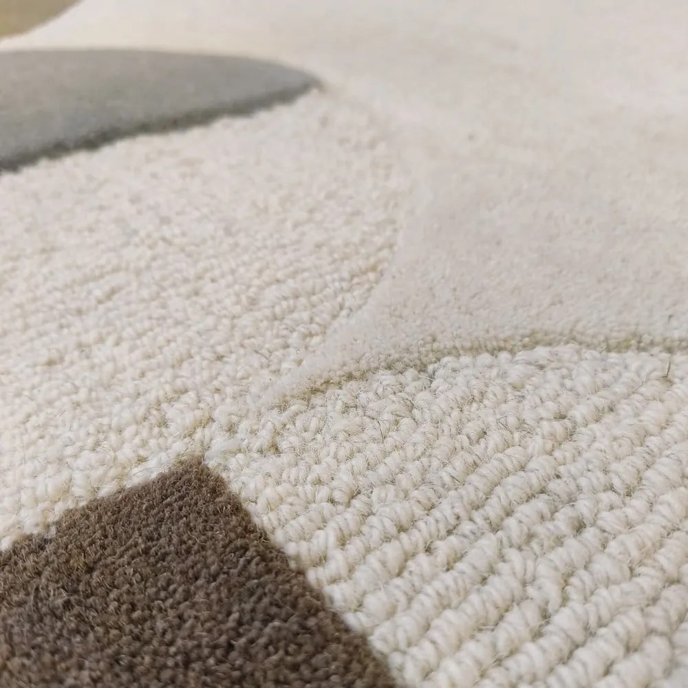 Passatoia greige in lana tessuta a mano 80x230 cm Mia Scallop Frame – Flair Rugs