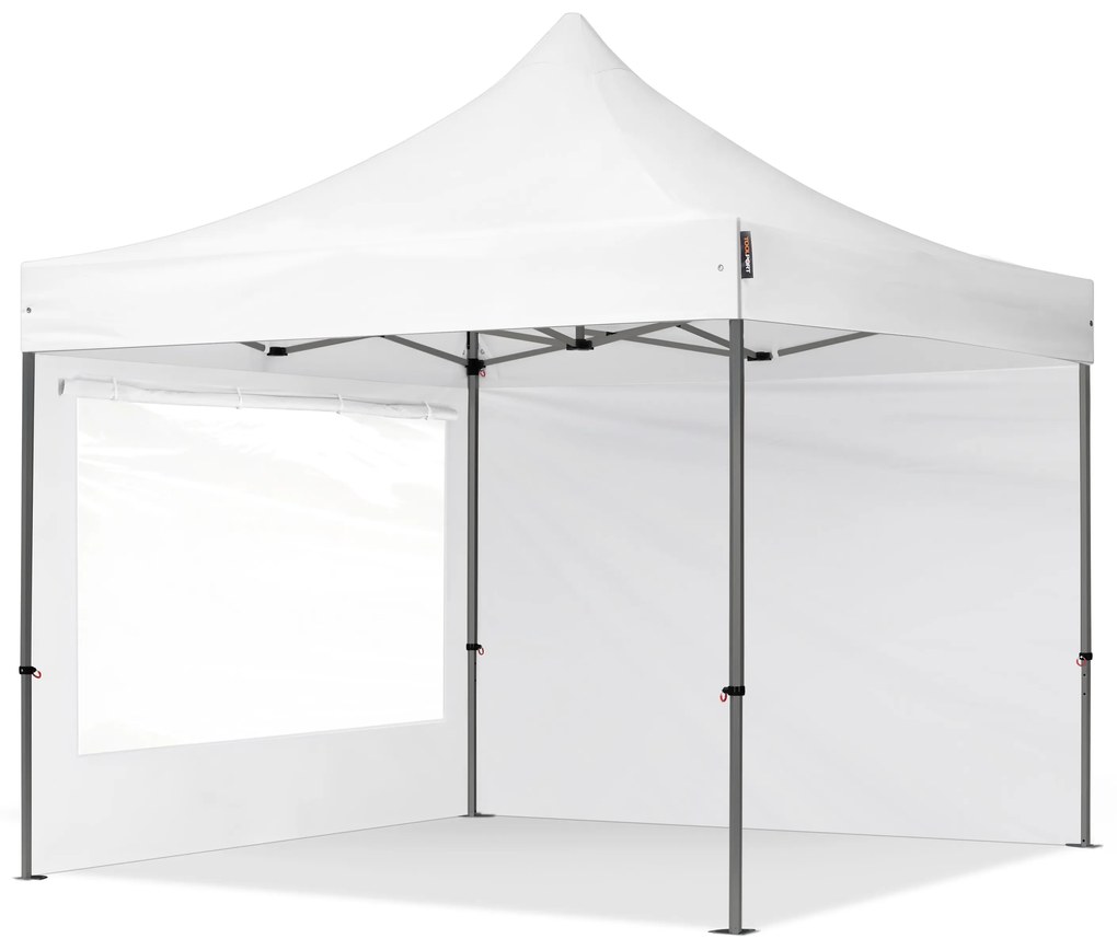 TOOLPORT 3x3m gazebo pieghevole con laterali (finestre panoramiche), PREMIUM acciaio, bianco - (600036)