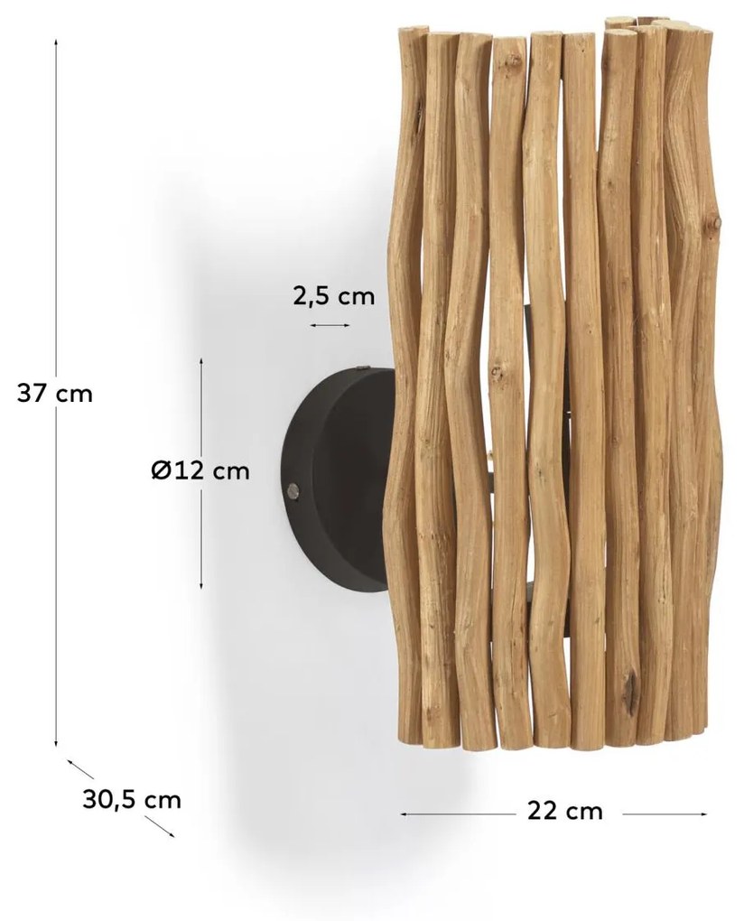 Kave Home - Applique Crescencia in legno effetto invecchiato