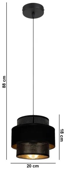 Lampadario a sospensione con filo NESS 1xE27/60W/230V nero