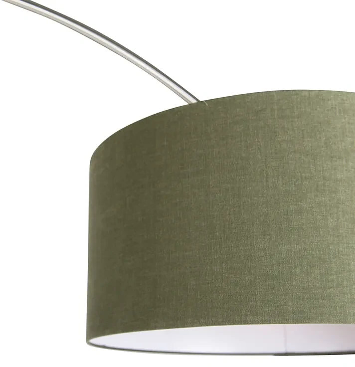 Lampada ad arco in acciaio con paralume verde muschio 50/50/25 - XXL