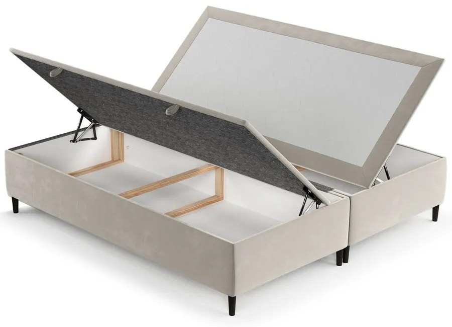 Letto matrimoniale imbottito crema con contenitore 200x200 cm Tate - Maison de Rêve