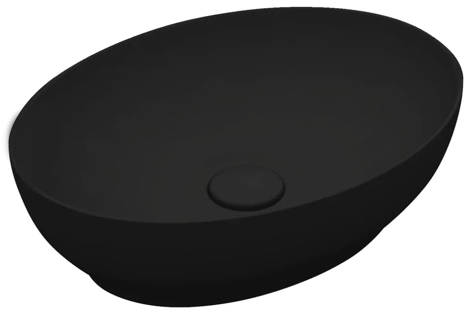 Lavabo da appoggio OLYMPIA CERAMICA ovale in ceramica L 50 x H 14 x P 20 cm nero lucido piletta non inclusa
