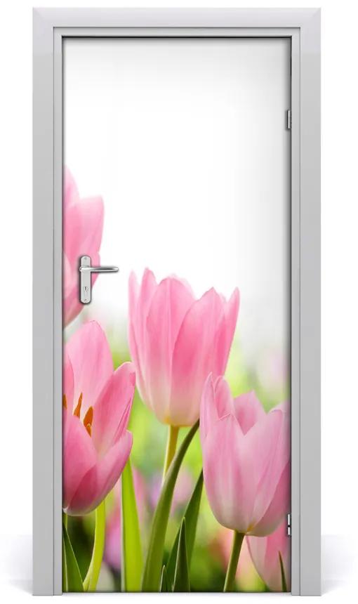 Poster adesivo per porta Tulipani rosa 75x205 cm